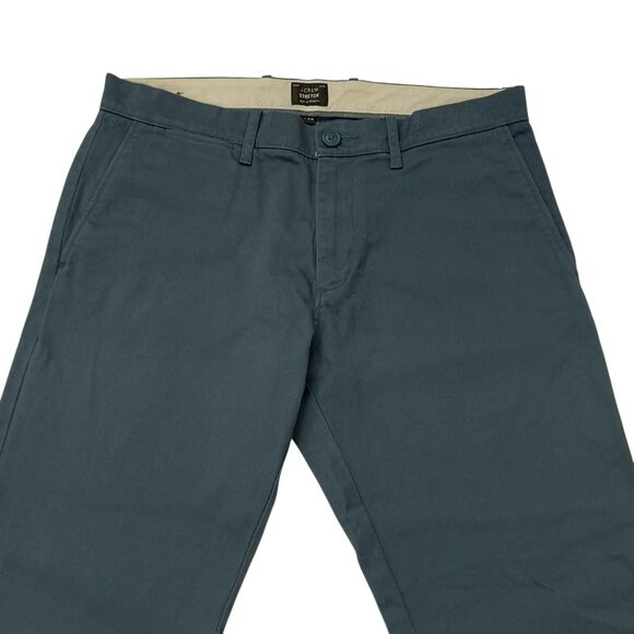 J. Crew 484 Slim Pants Mens 30x32 Teal Flat FrontStraight Stretch Chino Work - Picture 2 of 12